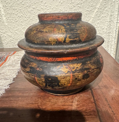 Antike deckelschale holz tibet - antike,